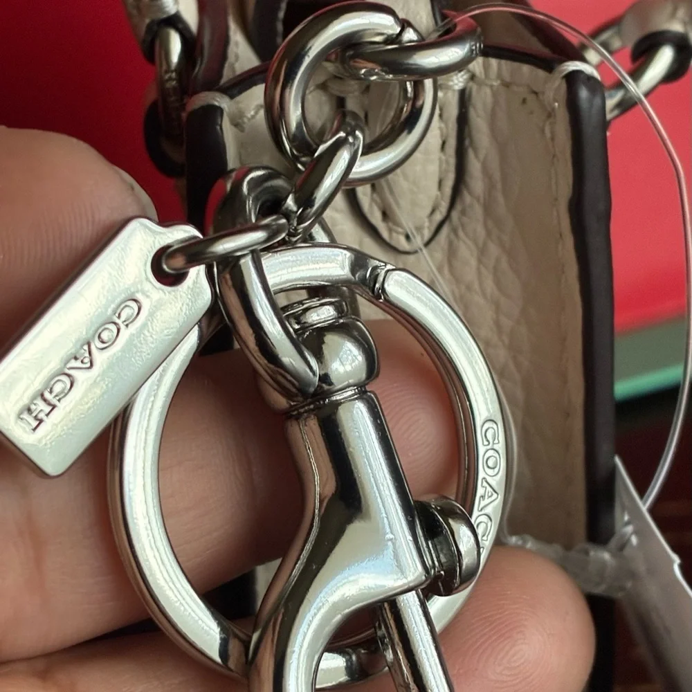 Coach Floral Key Holder in White with Red and Blue Accents